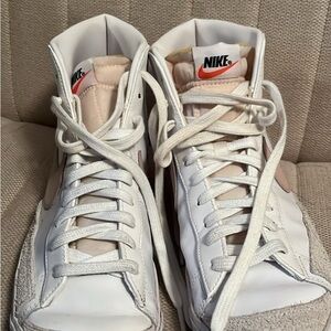 Nike White and Beige High-Top Sneakers